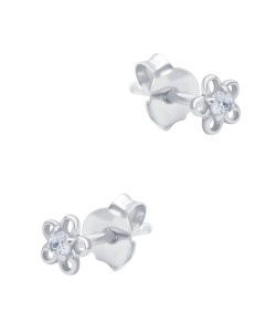 Beautiful Flower Crystal Silver Stud Earring STS-6429